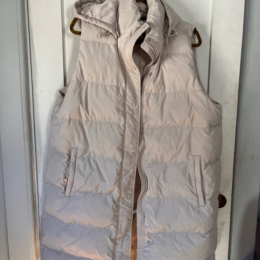 Lands' End Cream Hooded Puffer Vest